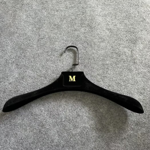 Black Velvet Hanger Gold Logo Flocking Clothes Hanger