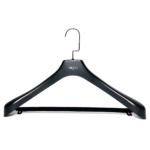 black plastic suit hanger