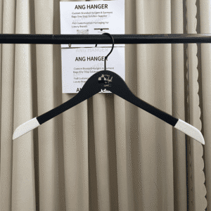 Wooden hangers for shirts (hanging front view) | Anti-slip rubber shoulder shirt hanger