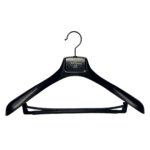 black plastic suit hanger