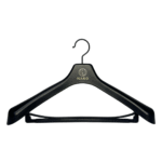 black plastic suit hanger