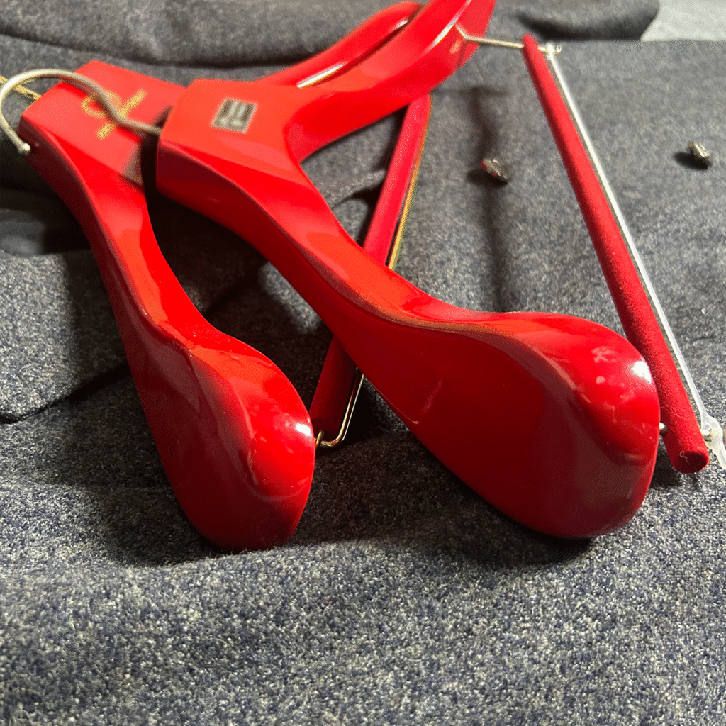 red jacket hanger
