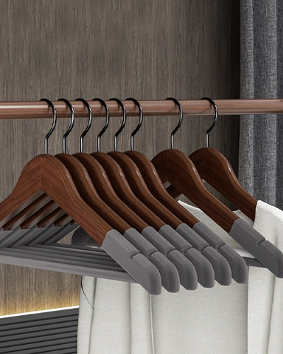 Wooden velvet shirt hanger