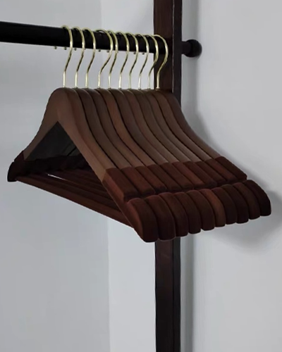 Velvet shirt wooden hanger