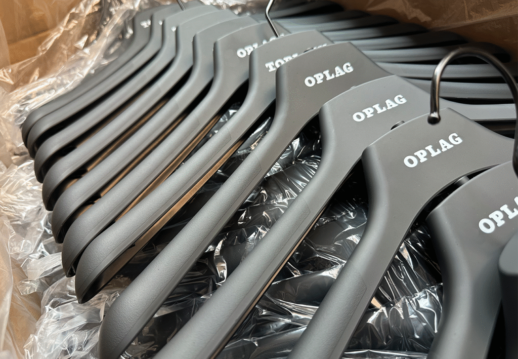 plastic hanger with logo