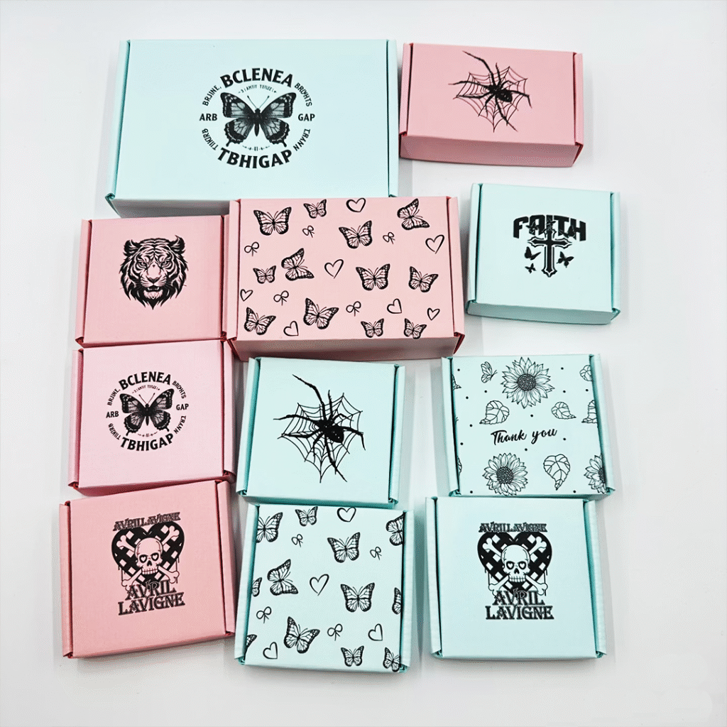 Multiple sizes of shipping boxes