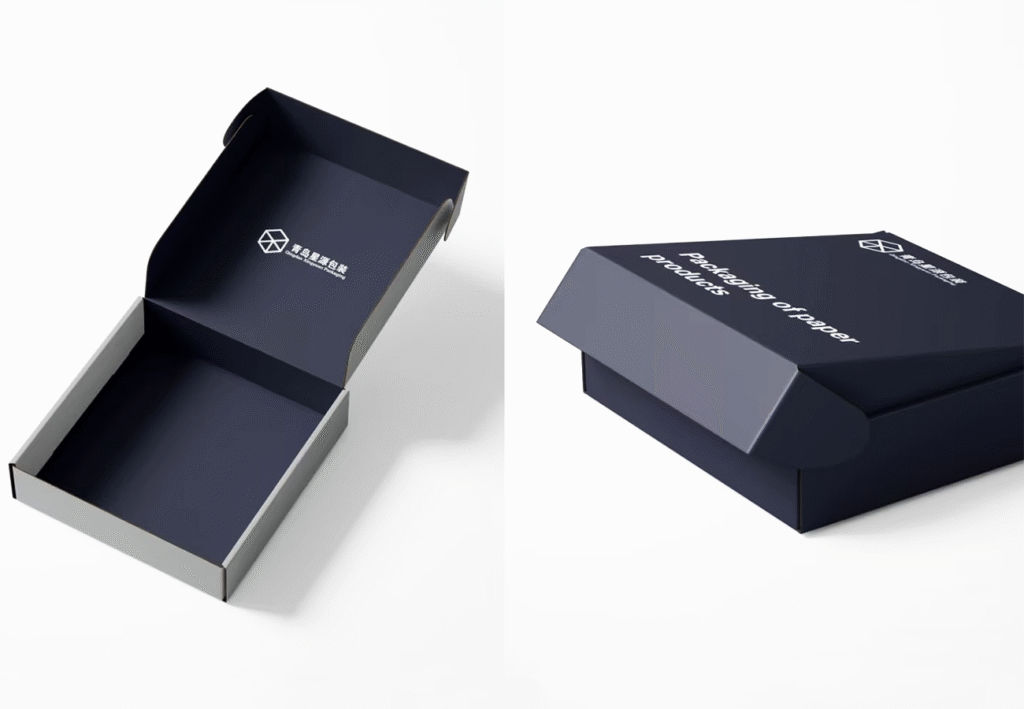 black shipping boxes