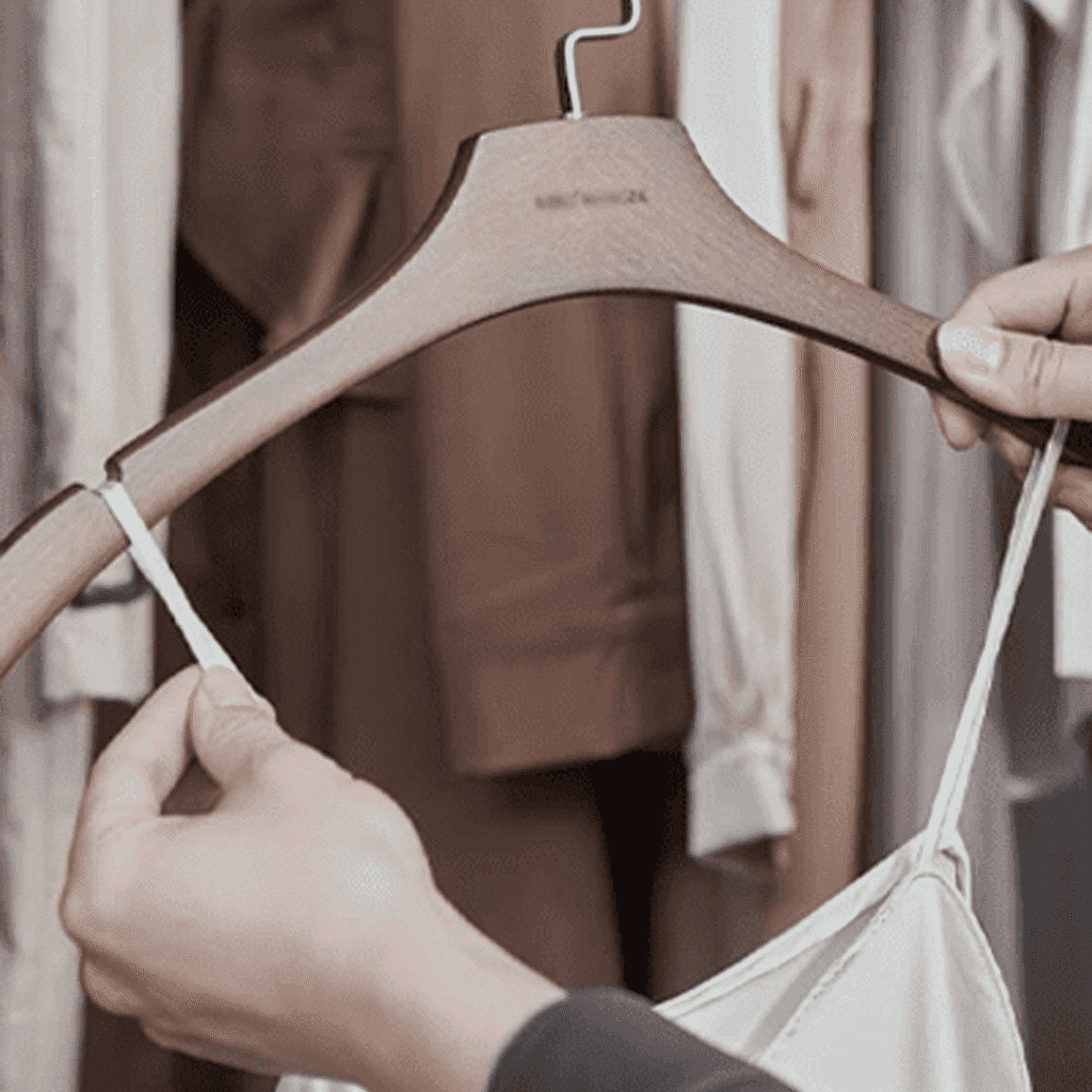Wooden dress hanger with anti slip groove design