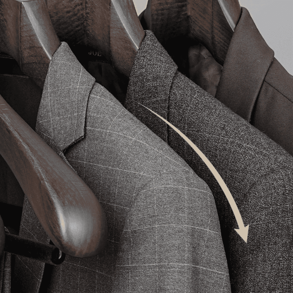 Wide shouldered wooden suit hanger