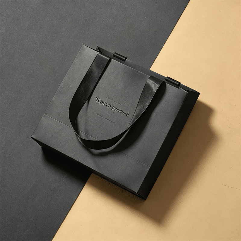 Black Cardstock Paper Shopping Bag | Custom Luxury Packaging Bag for Apparel Brands