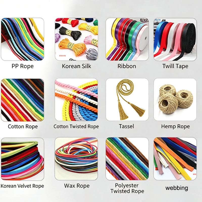 Custom Dust & Storage Bag Cord & Tie Options | PP Rope, Korean Silk, Ribbon & Closure Accessories Samples