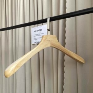 Premium wood hangers (side view) | 44x3.5cm thickened oak hanger with metal hook