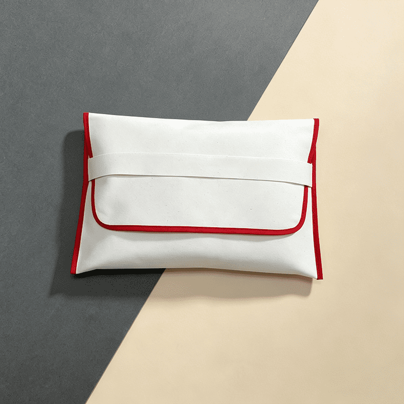 Custom White Envelope Dust Bag with Red Trim | Premium Satin/Cotton Protective Packaging Bag for Apparel Brands