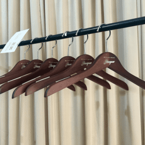Wood shirt hangers wholesale | Dark brown thin non-slip hangers for retail