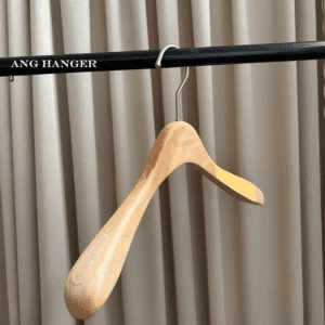 Women's clothes hangers (side view) | Slim wooden hanger with chrome round hook