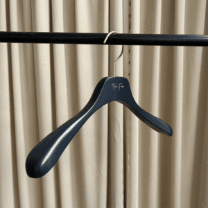 Brown wooden hangers (side view) | 3.4cm thick matte brown hanger with chrome hook
